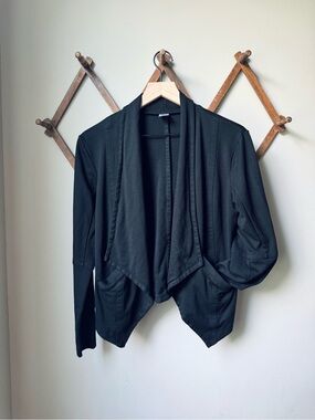 Jockey Black Open Front Drape Blazer Cardigan Jacket Women’s Size Small